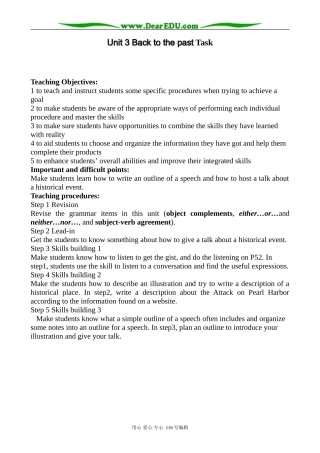 高中英语Unit3 Back to the past Task