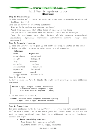 牛津版高中英语选修6Unit2 What is happiness to you--Word power