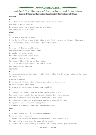 高中英语Module 3 The Violence of Nature-Words and Expressions