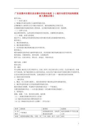 广东省惠州市惠东县安墩中学高中地理 2-1城市内部空间结构教案 新人教版必修2