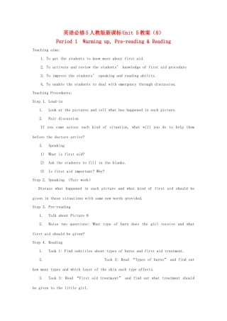 高中英语 Unit5 Period 1  Warming up, Pre-reading & Reading（8）教案 新人教版必修5