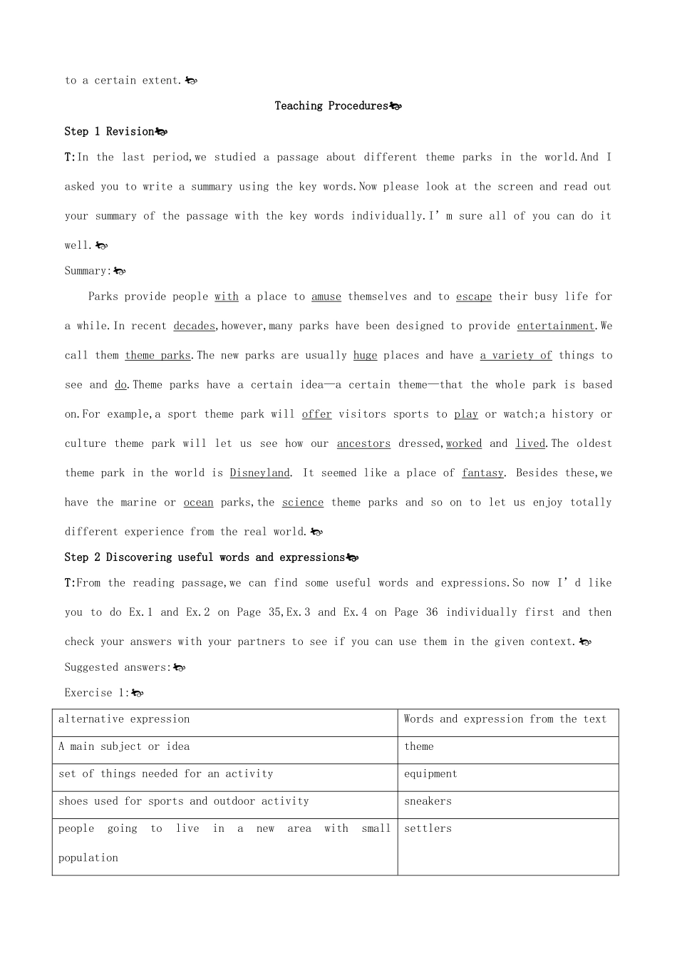 高中英语 Unit5 Theme parks Period 2 Learning about Languageg优秀教案 新人教版必修4_第2页