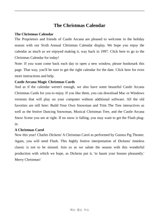 高中英语Unit7 A Christmas Carol文章 The Christmas Calendar人教版第三册