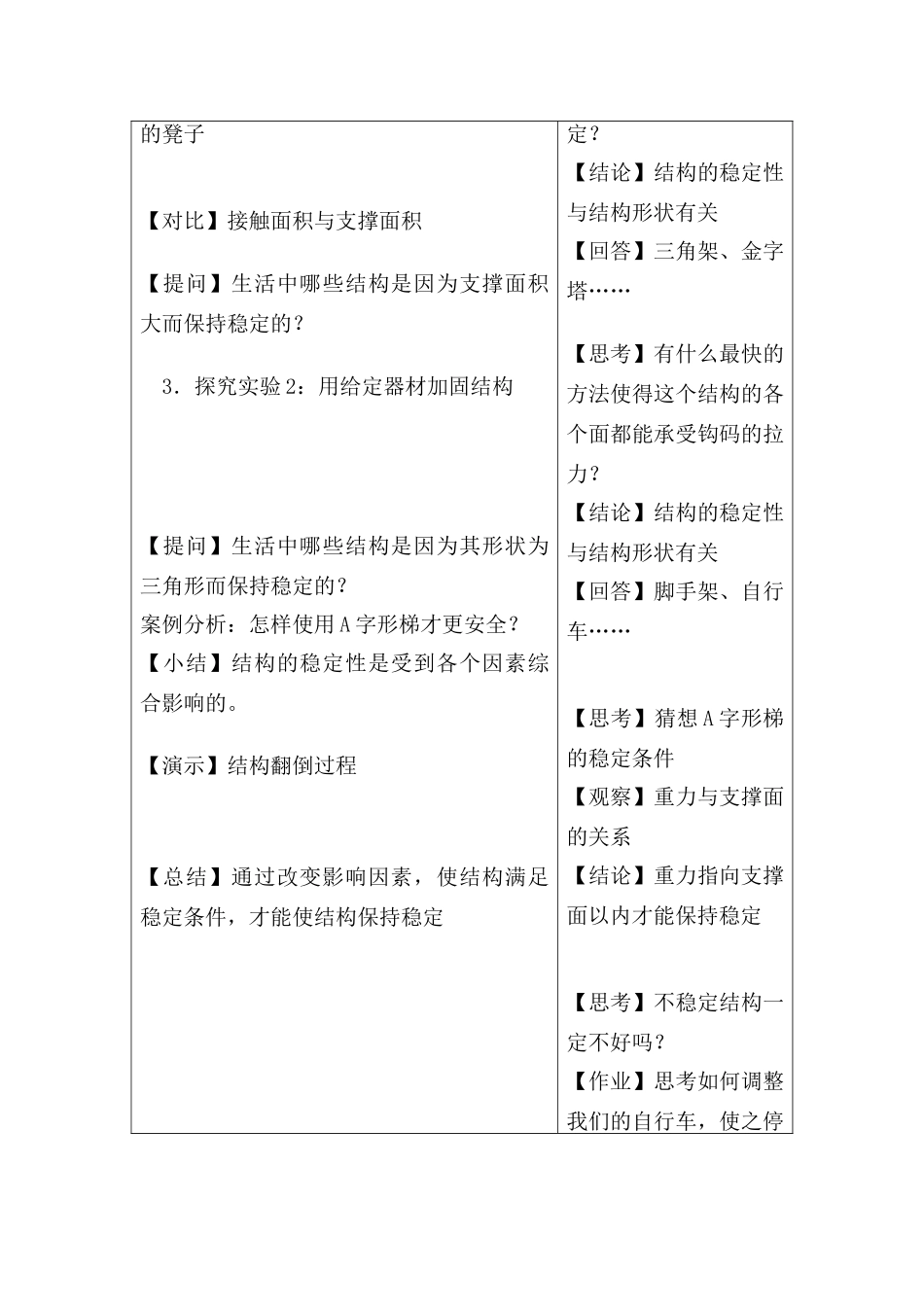 高一通用技术 结构与稳定性教学设计_第2页