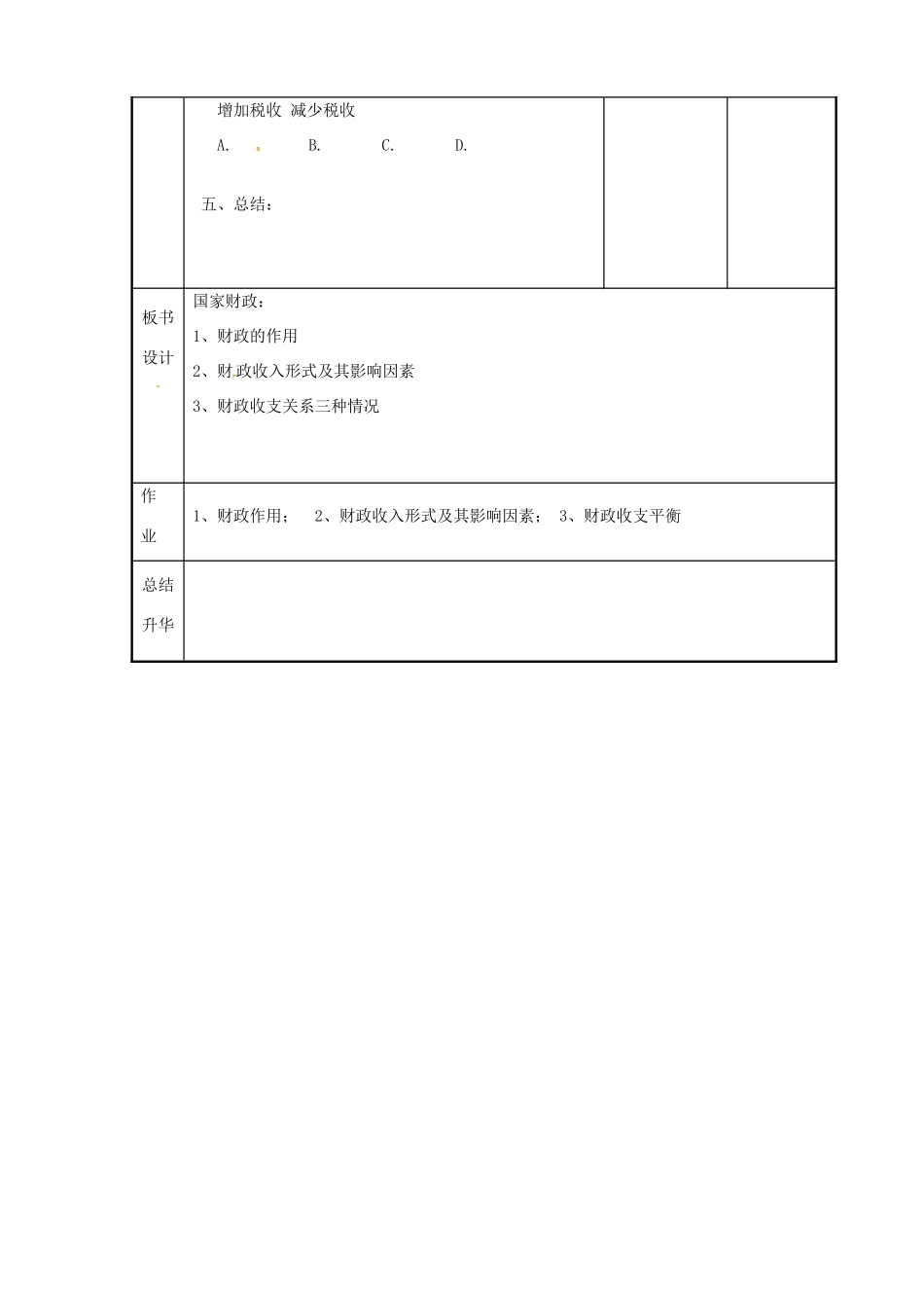 高中政治 第3单元 第8课 财政与税收 第1框 国家财政教案 新人教版必修1-新人教版高一必修1政治教案_第3页