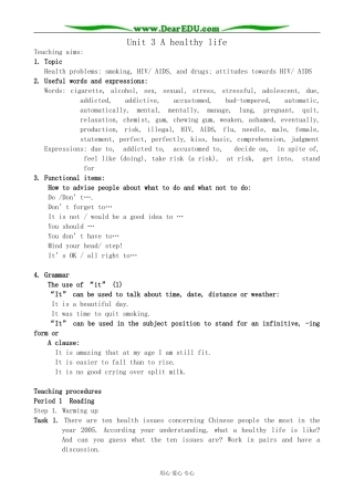 人教版英语选修6 Unit3 A healthy life