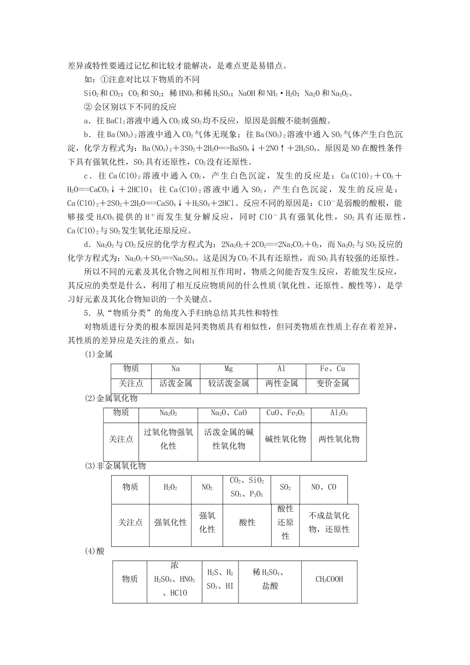 高考化学 微专题二 元素化合物的学习策略教案（含解析）-人教版高三全册化学教案_第3页