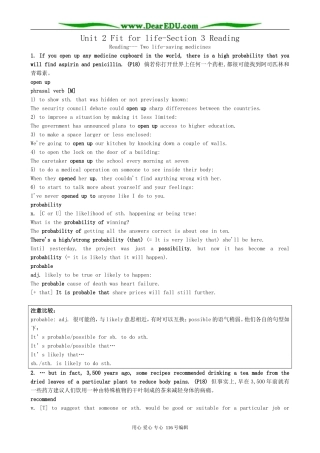 高中英语必修7Unit 2 Fit for life-Section 3 Reading