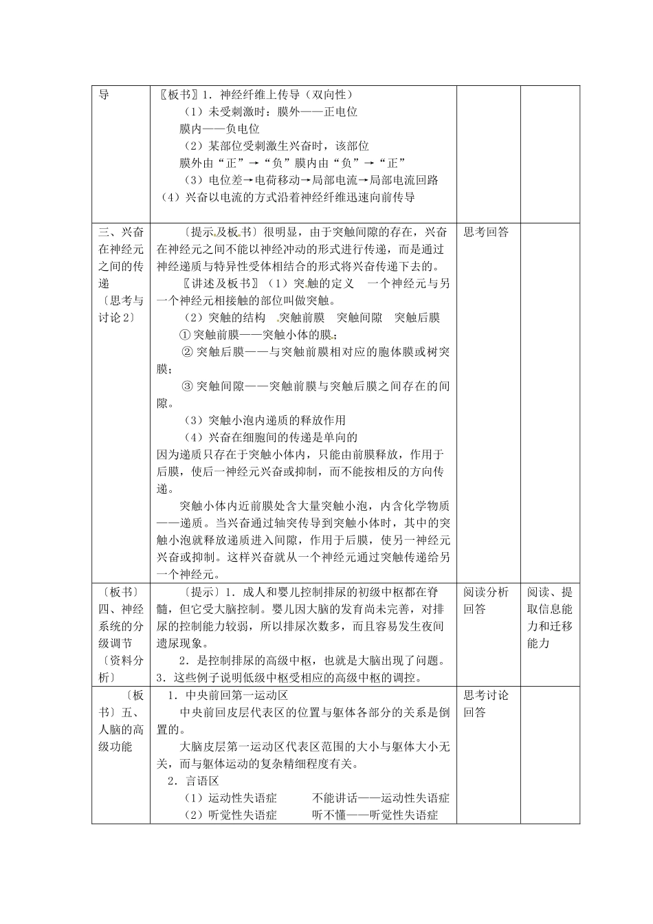 内蒙古海拉尔三中高中生物《2.1通过神经系统的调节》教案 必修3_第2页