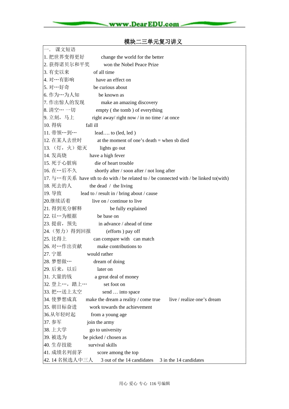 译林牛津版必修2 高中英语三单元复习讲义_第1页
