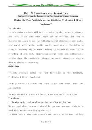 人教版英语选修8 Unit3 Inventors and inventions--Period2