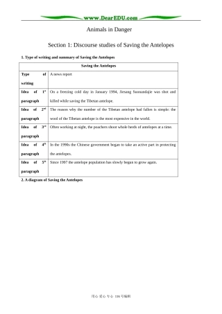 高中英语必修5Module6 Section1：Discourse studies of Saving the Antelopes