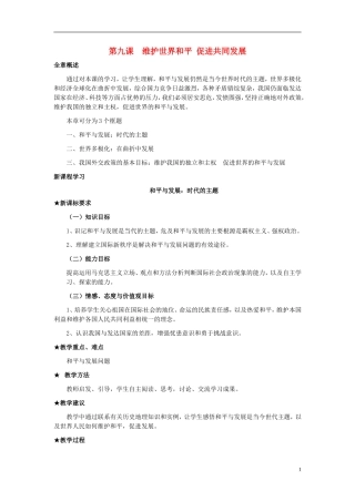 高中政治《和平与发展：时代的主题》教案4 新人教版必修2