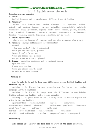 新人教版高中英语必修1Unit 2 English around the world