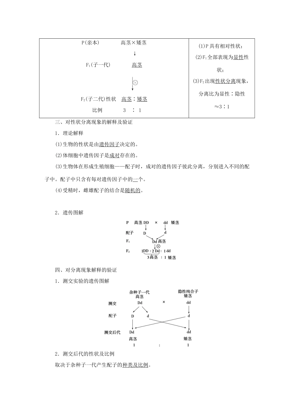 优化方案高考生物大一轮复习 第五单元 遗传的基本规律与伴性遗传 第15讲 孟德尔的豌豆杂交实验（一）讲义-人教版高三全册生物教案_第2页