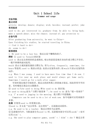 高中英语Unit 1 School life--Grammar and usage牛津版必修一