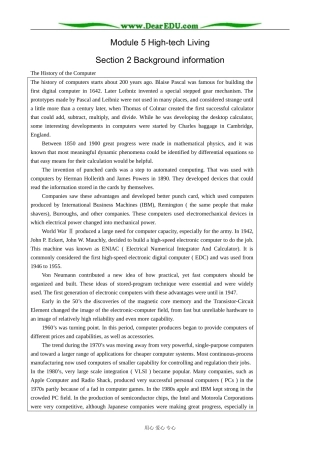 外研版英语必修10 Module5 High-tech Living-Background information013