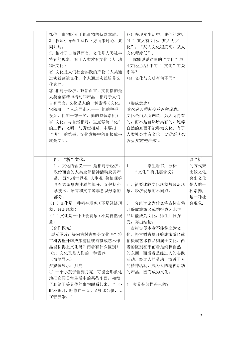 高中政治 《体味文化》教案9 新人教版必修3_第3页