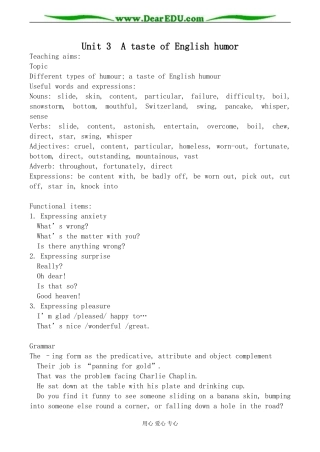 人教版英语必修4 Unit 3 A taste of English humor
