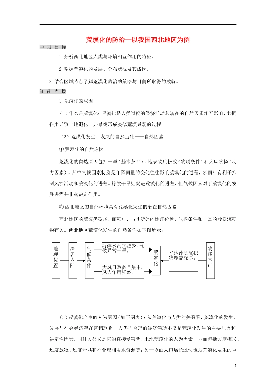 内蒙古赤峰二中高中地理 第二章第一节荒漠化的治理以我国西北地区为例教案3 新人教版必修3_第1页