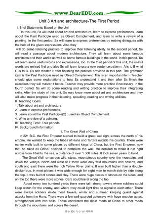 高中英语第二册上Unit 3 Art and architecture-The First Period