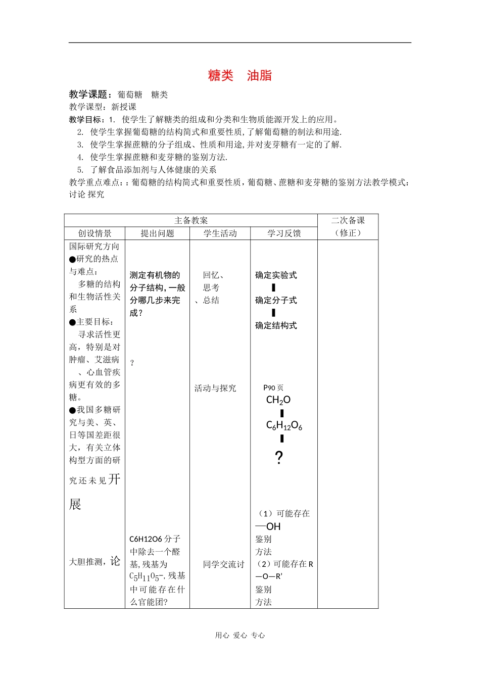 高二化学：5.1《糖类 油脂》教案苏教版_第1页