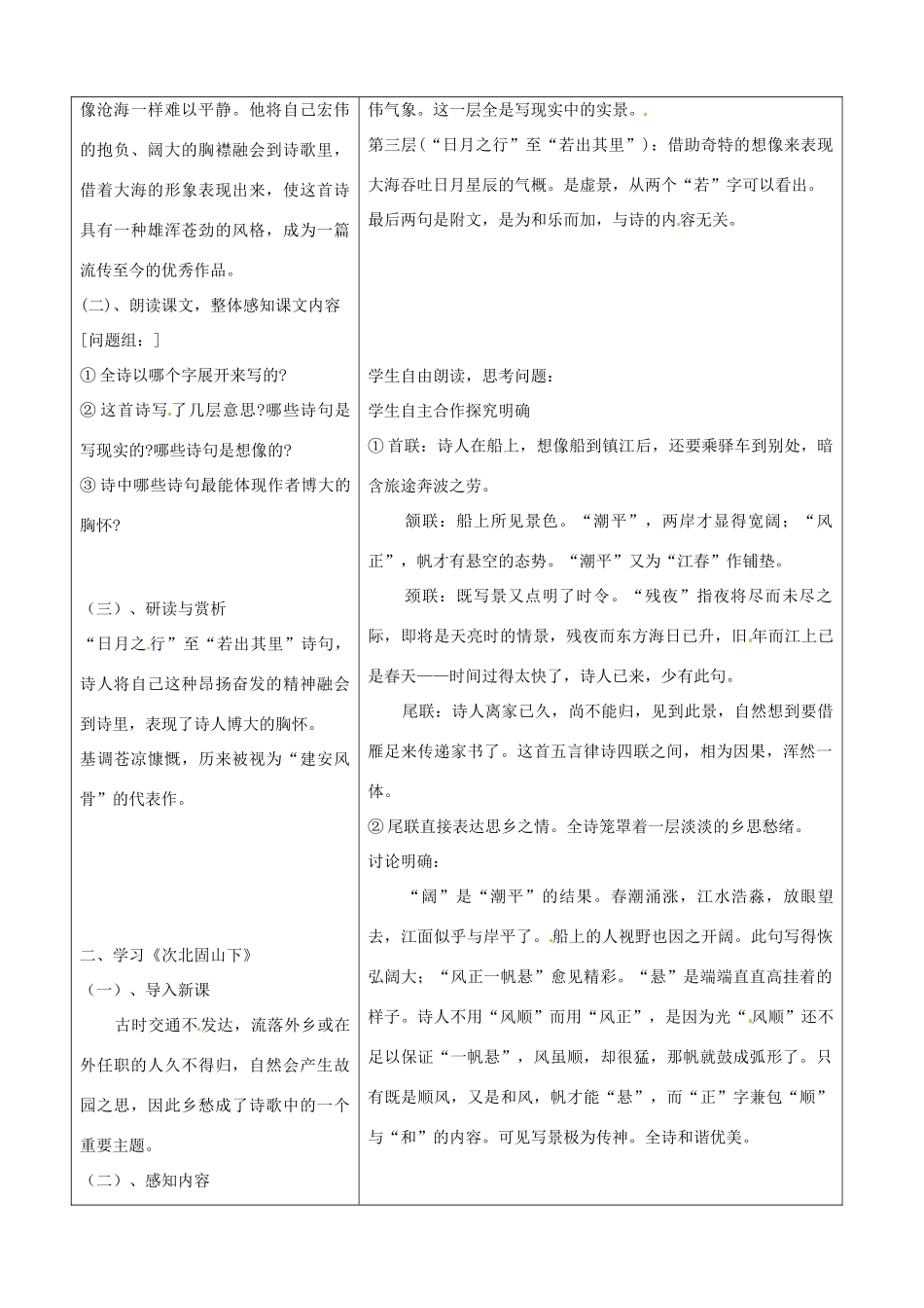 山东省郯城三中七年级语文《古代诗词四首》教案1_第2页