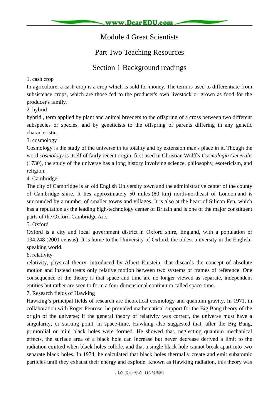 高中英语必修4Module 4 Great Scientists--Background reading_第1页