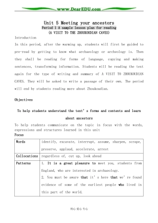 人教版英语选修8 Unit5 Meeting your ancestors--Period1