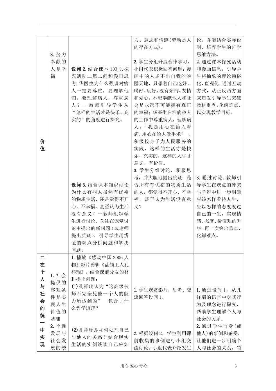 高中政治《价值的创造与实现》教案1 新人教版必修4_第3页