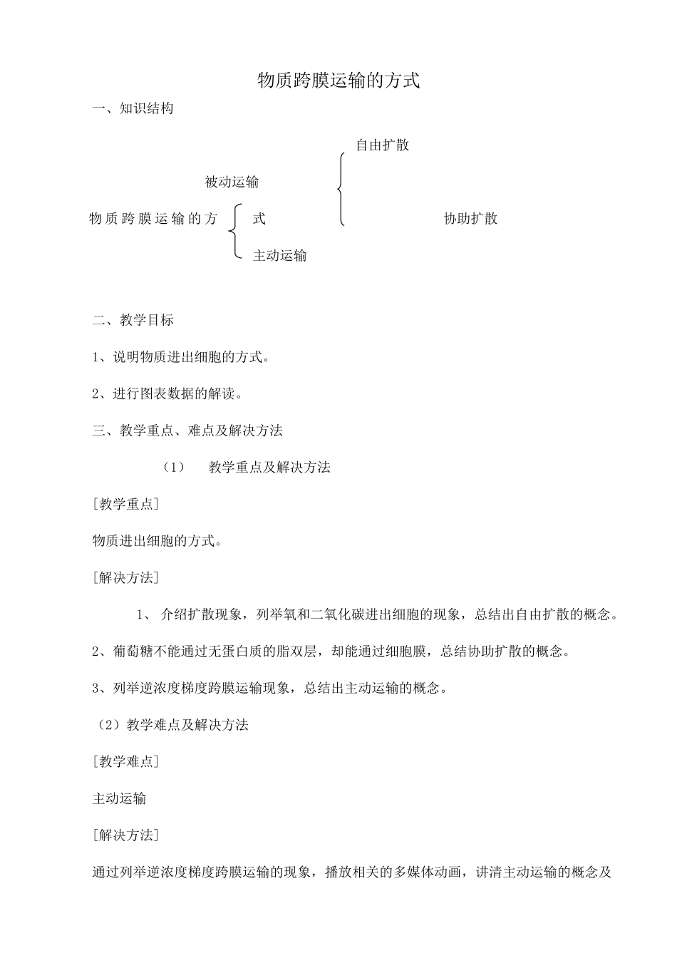 新人教版高中生物必修1物质跨膜运输的方式_第1页