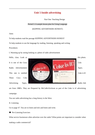 高中英语Unit 5 Inside advertising--Using Language 人教版选修九