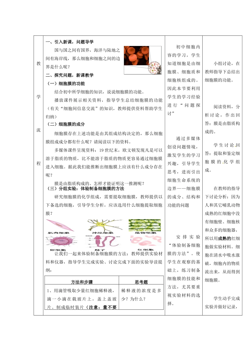 重庆市万州分水中学高中生物《细胞膜 系统的边界》教学案 新人教版必修2_第3页