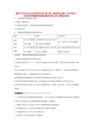 重庆市万州分水中学高考生物 第3章《基因的本质》考点复习二 比较分析噬菌体侵染细菌的实验 新人教版必修2