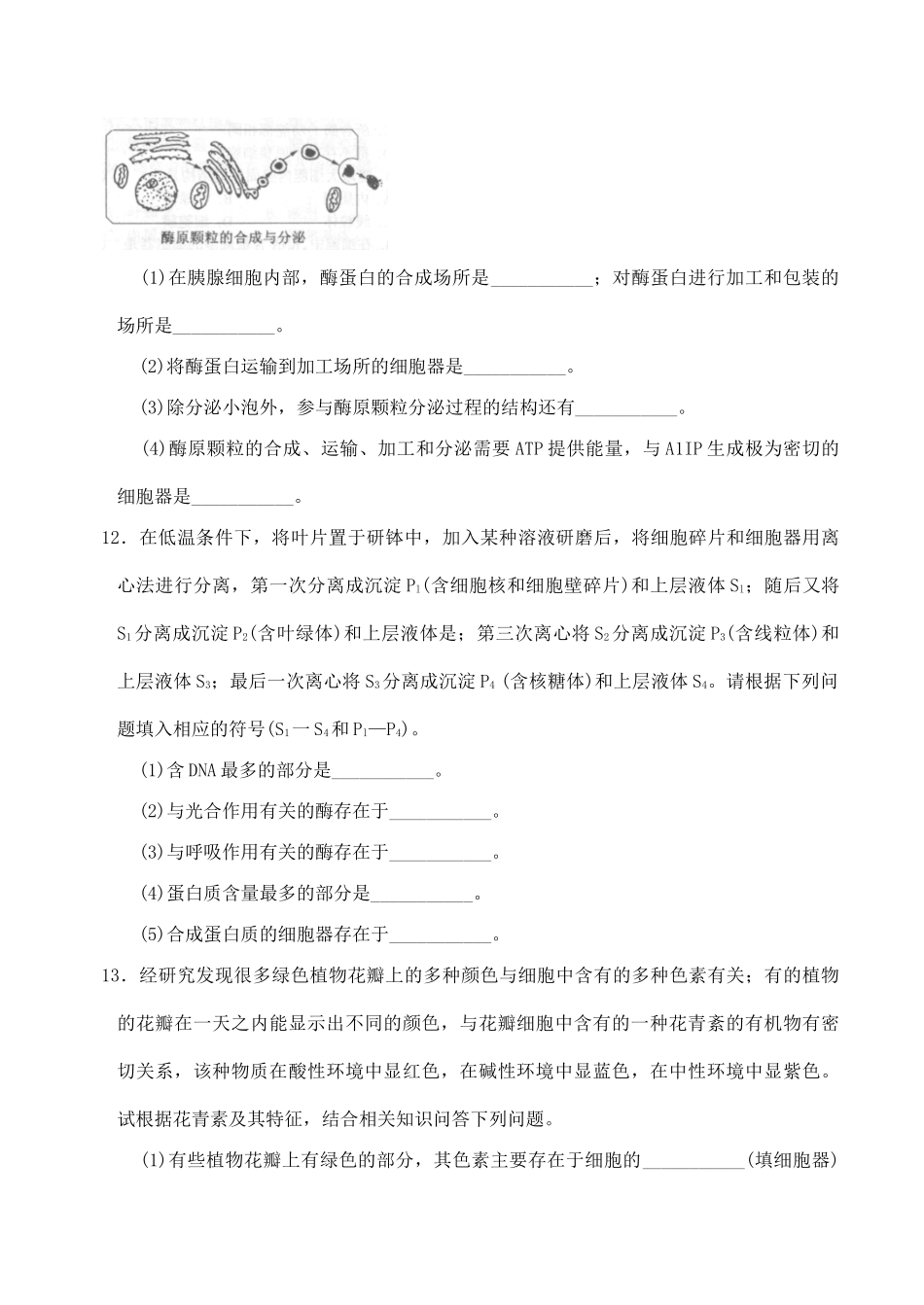 山西省运城市康杰中学高中生物 3.2 细胞器 系统内的分工合作同步练习（一） 新人教版必修1_第3页