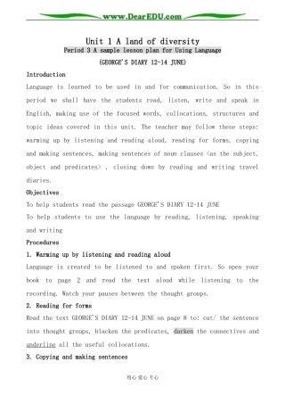 人教版英语选修8 Unit1 A land of diversity--Period3