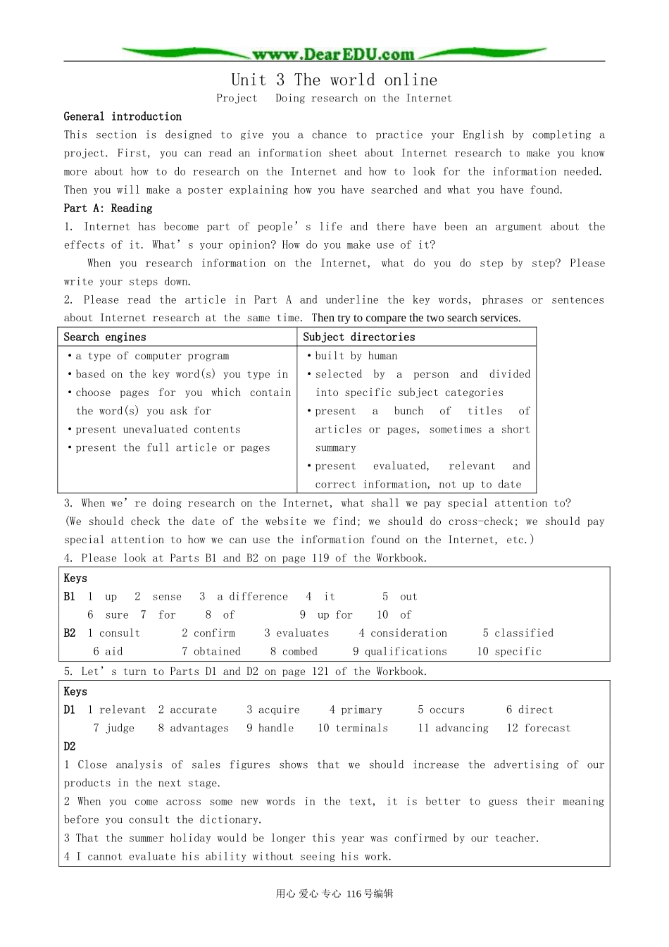 高中英语必修7Unit 3 The world online-Project_第1页