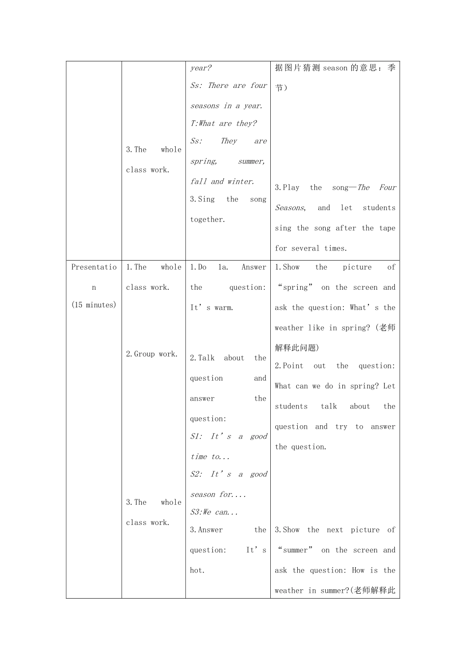 七年级英语下册 Unit 8 The seasons and the Weather Topic 1 How is the weather in winter Section A教案 （新版）仁爱版-（新版）仁爱版初中七年级下册英语教案_第3页