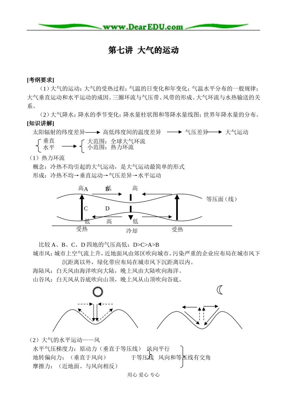 中图版必修1高中地理第7讲 大气的运动_第1页
