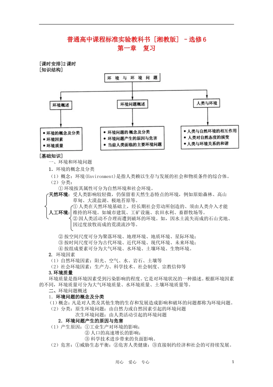 浙江省苍南县求知中学高中地理《环境保护》第一章 复习教案 湘教版选修6【会员独享】_第1页