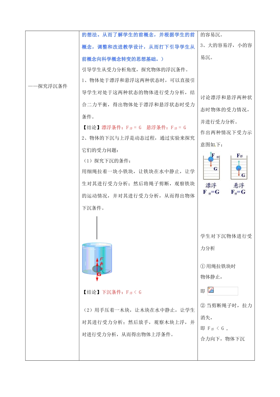 山东省枣庄四中八年级物理下册《物体的浮沉条件及应用》教案 新人教版_第3页