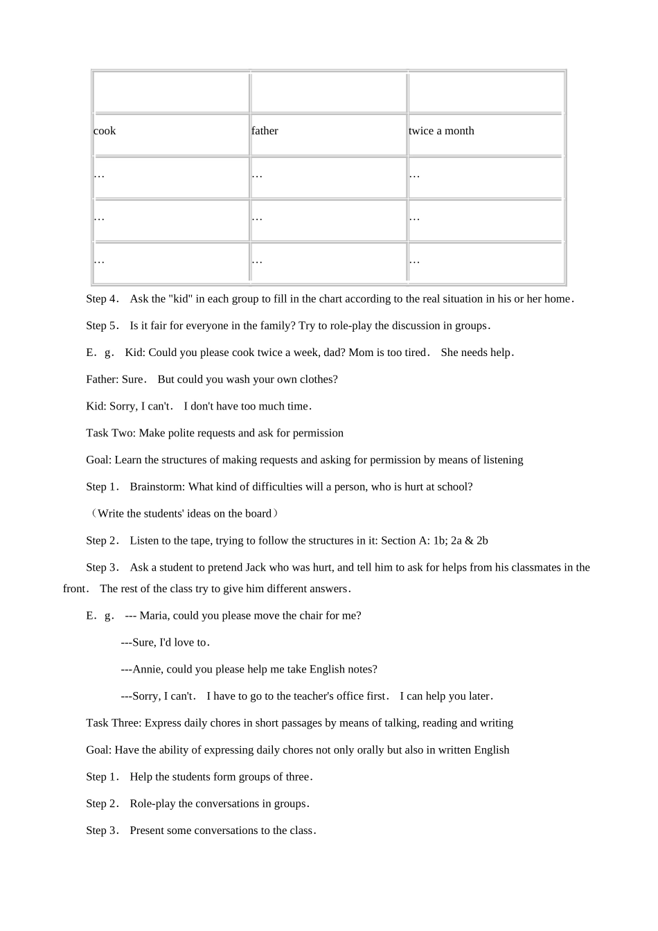八年级英语Could you please clean your room教案(1)新课标 人教版_第3页