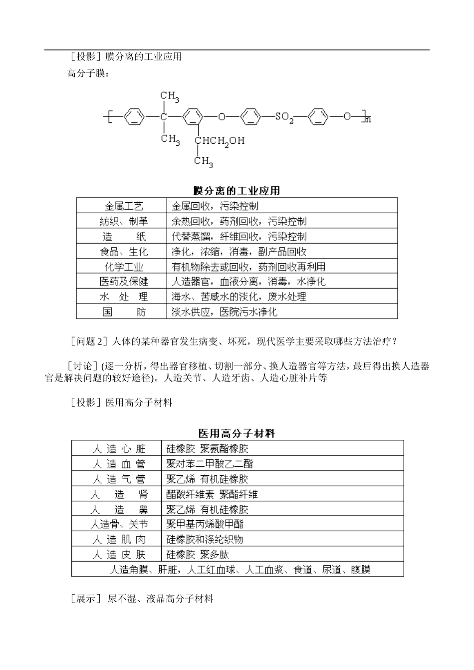 高二化学8.3 新型有机高分子材料  教案人教版_第2页
