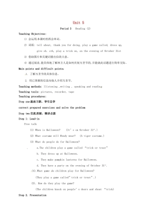 七年级英语上册 Unit 5 Let’s celebrate Period 3 Reading 2教案 （新版）牛津版-（新版）牛津版初中七年级上册英语教案