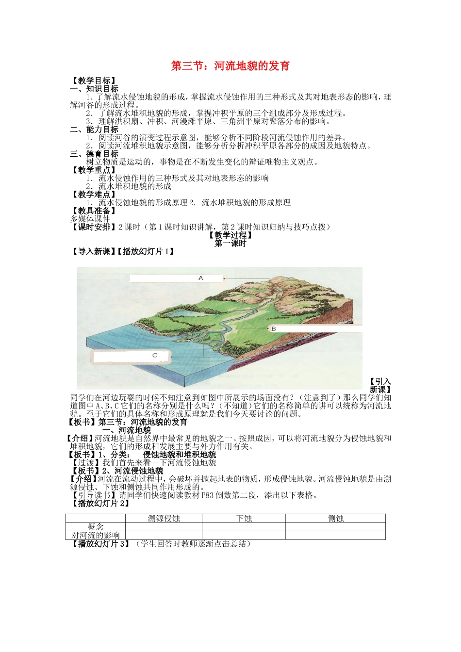 山西省运城市康杰中学高中地理 4.3 河流地貌的发育教案 新人教版必修1_第1页