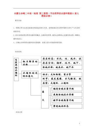 内蒙古赤峰二中高中地理 第三章第一节自然界的水循环教案6 新人教版必修1