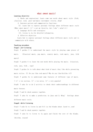 八年级英语上册 Unit 3 topic 2 What sweet music Section B教案 （新版）仁爱版-（新版）仁爱版初中八年级上册英语教案