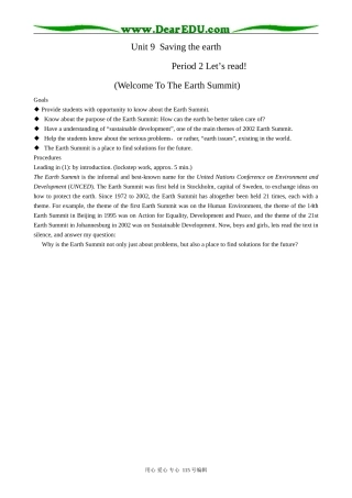 高中英语第二册上Unit 9  Saving the earth--Period 2 Let is read