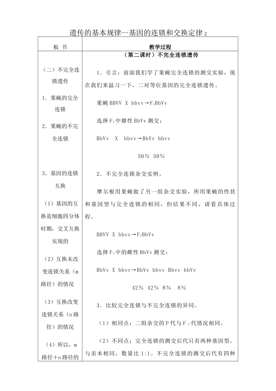 人教版高中生物必修2遗传的基本规律--基因的连锁和交换定律2_第1页