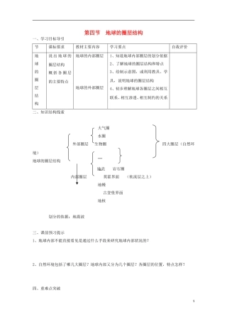 内蒙古赤峰二中高中地理 第一章第四节地球的圈层结构学案1 新人教版必修1
